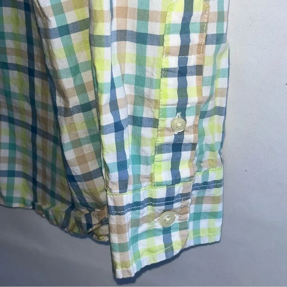 Gap Blue & Green Plaid Checked Button Down Shirt